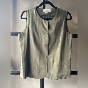 90’s Lee David Olive Green Silk Button Up Vest